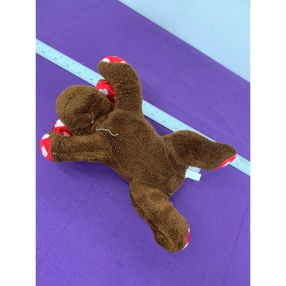 2016 Animal Adventures Brown Dog Red with White Hearts Paws Ears Plastic Eyes la - Picture 8 of 9